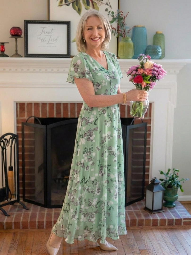 Montserrat | Robe longue en mousseline florale