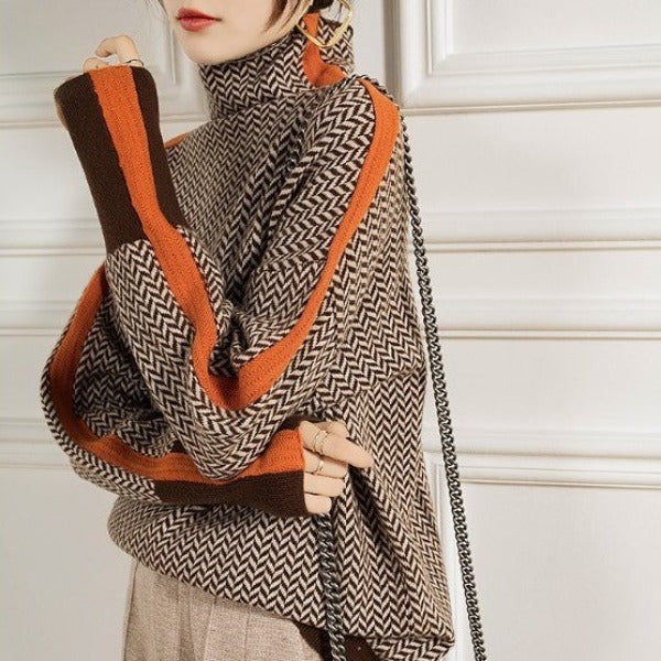 Malú | Jersey de cuello alto con rayas en contraste