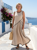 Soler | Robe longue drapée sans manches à col rond