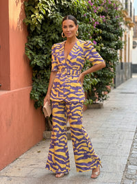 Lavinia | Ensemble fluide blazer peplum et pantalon palazzo