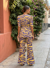 Lavinia | Ensemble fluide blazer peplum et pantalon palazzo