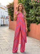 Vera | Ensemble fluide tunique et pantalon palazzo imprimé rétro