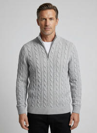 Jersey de Punto Trenzado con Cremallera