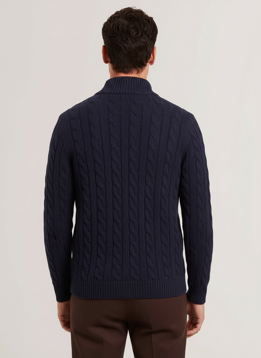 Jersey de Punto Trenzado con Cremallera