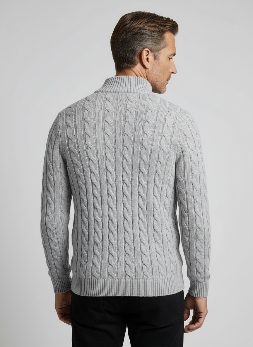 Jersey de Punto Trenzado con Cremallera