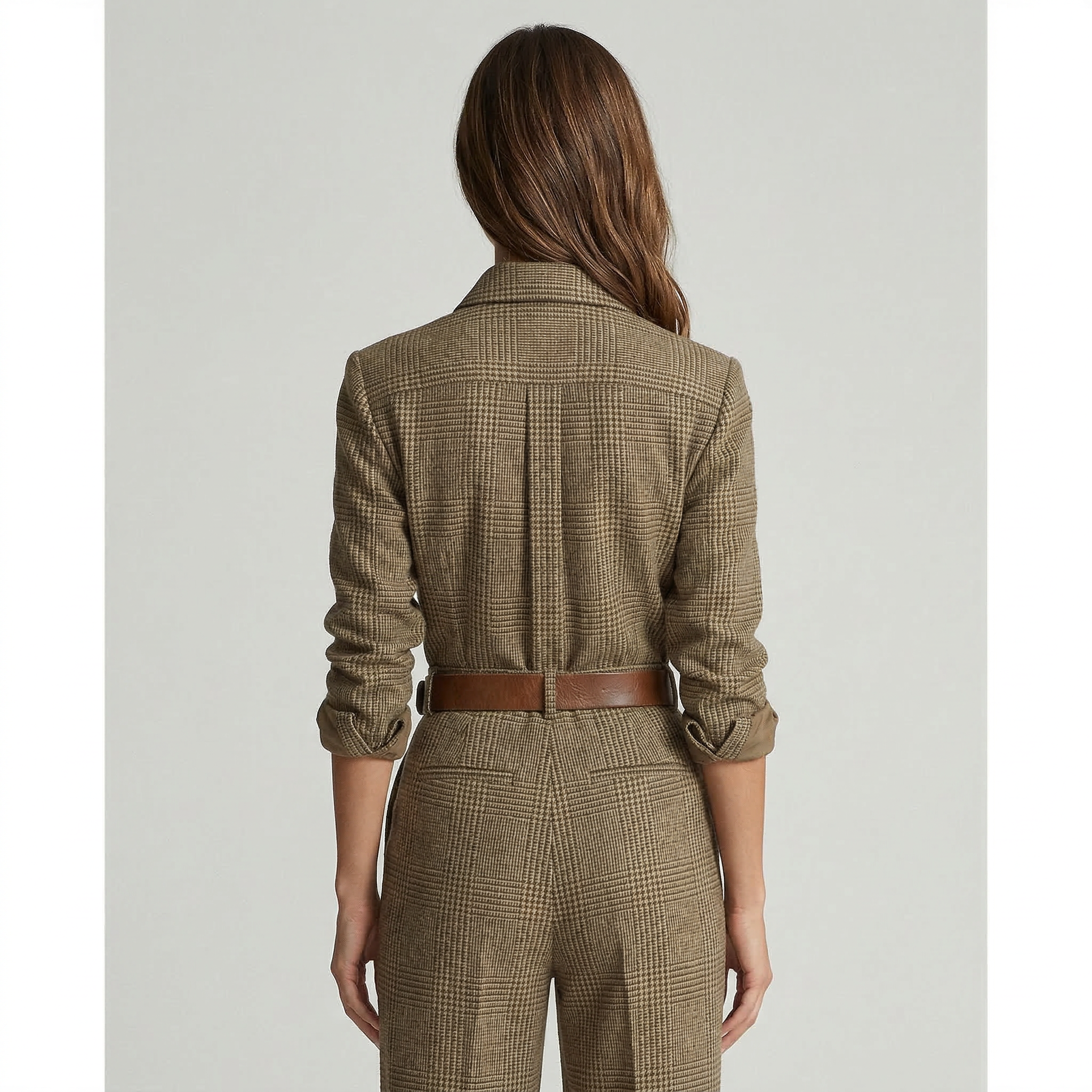 Celia | Combinaison Pantalon à Carreaux avec Détails Sophistiqués