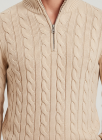 Jersey de Punto Trenzado con Cremallera