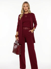 Ensemble Elena - cardigan long, top et pantalon.