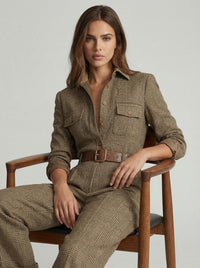 Celia | Combinaison Pantalon à Carreaux avec Détails Sophistiqués