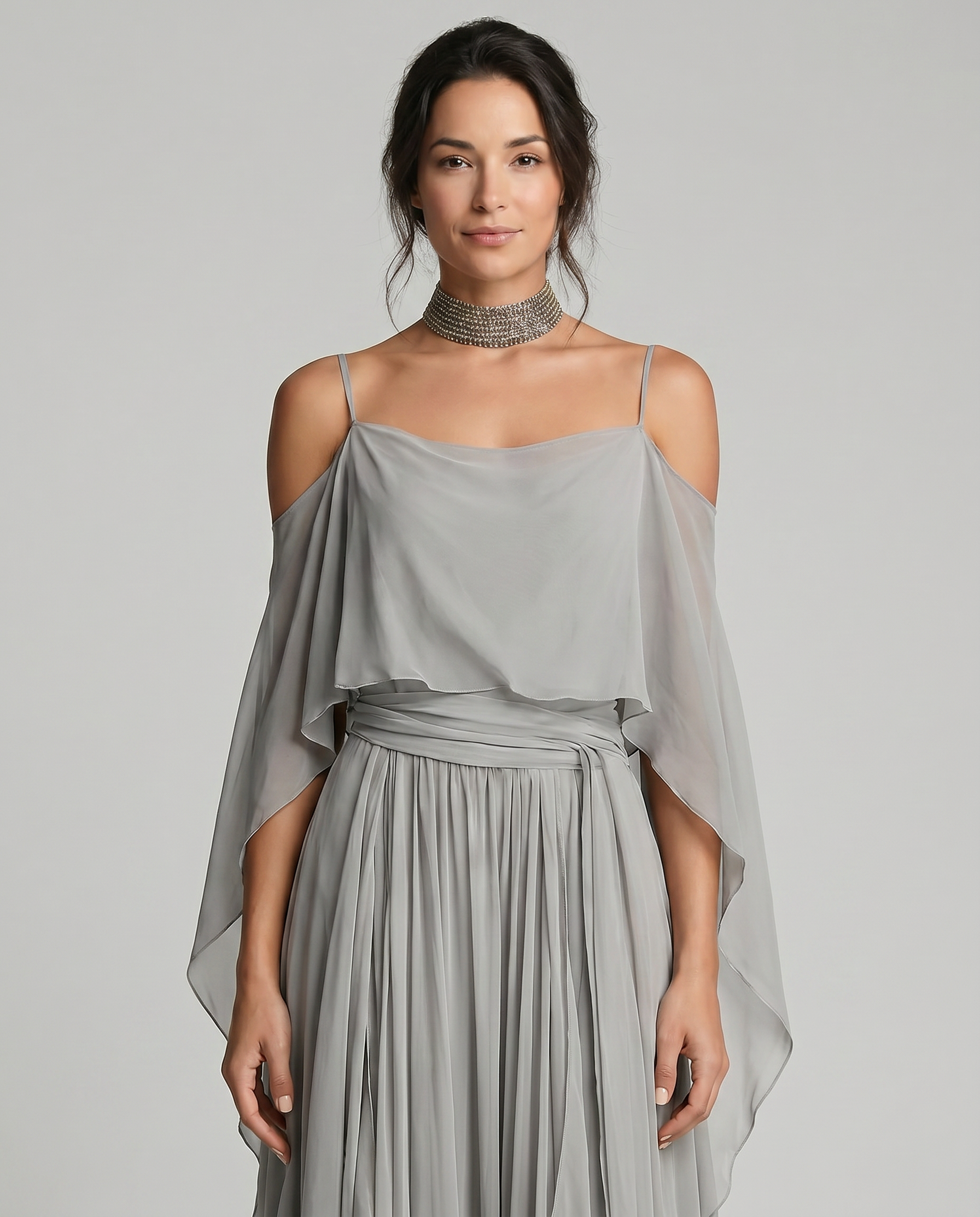 Isabela | Ensemble fluide gris avec top à bretelles et pantalon léger
