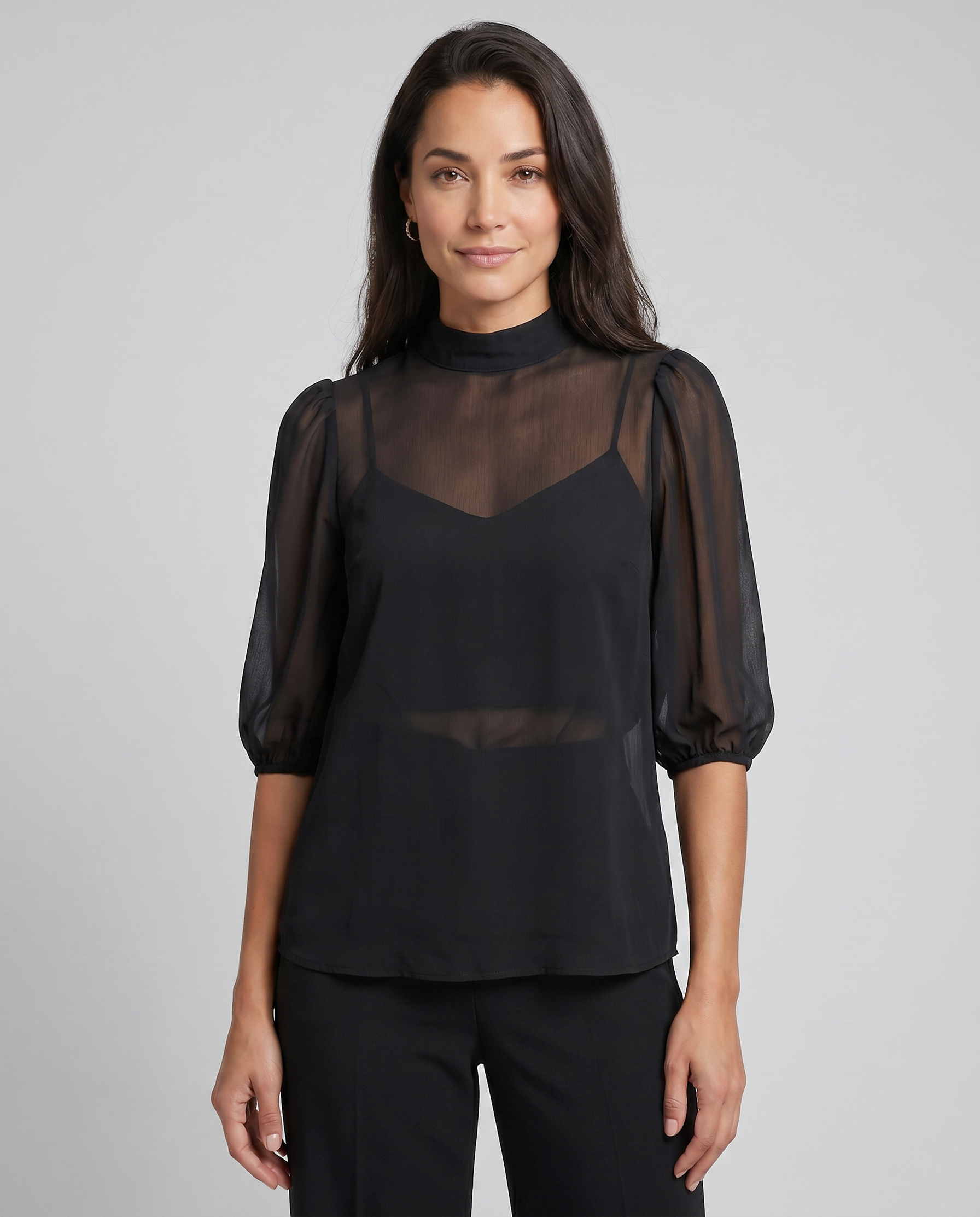 Ensemble raffiné de trois pièces en mousseline