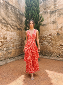 Robe à Imprimé Floral et Décolleté Plongeant