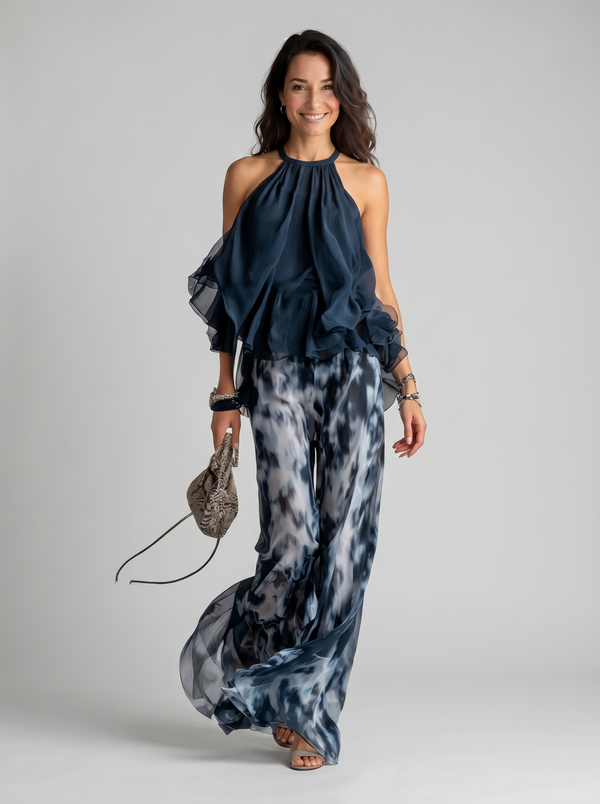 Élise | Ensemble élégant et léger avec top fluide et pantalon large