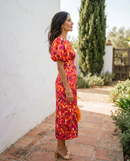 Carla | Vestido Midi Estampado con Mangas Abullonadas