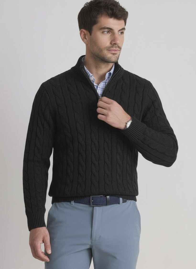 Jersey de Punto Trenzado con Cremallera