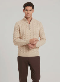 Jersey de Punto Trenzado con Cremallera