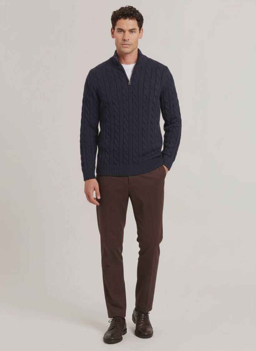 Jersey de Punto Trenzado con Cremallera