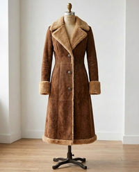 Abrigo Largo de Inspiración Vintage con Pelaje Sintético