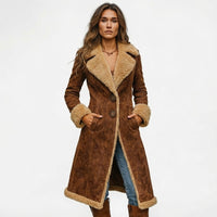 Abrigo Largo de Inspiración Vintage con Pelaje Sintético
